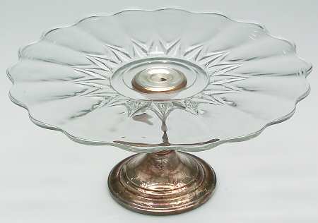 Colonial (Silverplate, Hollowware) 11" Glass Cake Plate with Silverplate Base