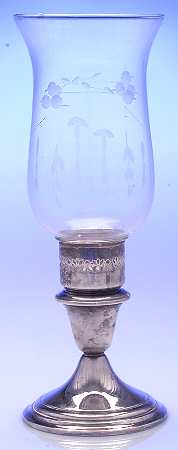 Colonial (Silverplate, Hollowware) Plated Hurricane Lamp and Globe