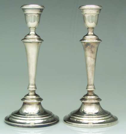 Colonial (Silverplate, Hollowware) Pair of 10" Candlesticks
