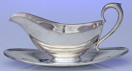 Colonial (Silverplate, Hollowware) Plated Gravy Boat with Attached Underplate