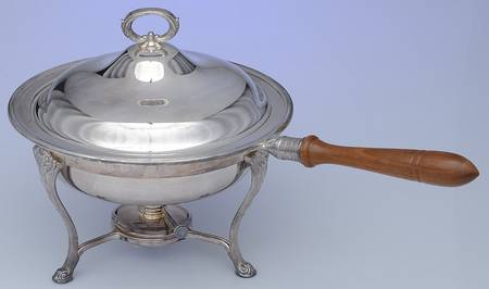 Colonial (Silverplate, Hollowware) Chafing Dish W/Lid, Liner, Stand & Burner