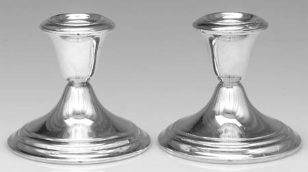 Colonial (Silverplate, Hollowware) Pair of 3" Console Candleholders
