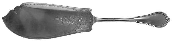 Cottage (Sterling, 1861, No Monograms) Large Solid Bright Cut Fish Serving Knife