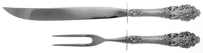 Crown Baroque (Sterling, 1975) Small Stainless Blade 2-Piece Steak Carving Set
