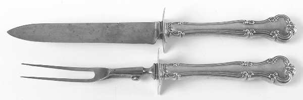 Cromwell (Sterling, 1900, No Monos) Large 2-Piece Roast Carving Set w/Stainless Blade
