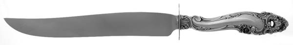 Decor (Sterling, 1953, No Monograms) Large Stainless Blade Roast Carving Knife