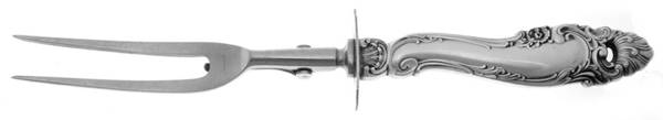 Decor (Sterling, 1953, No Monograms) Large Stainless-Prong Roast Carving Fork