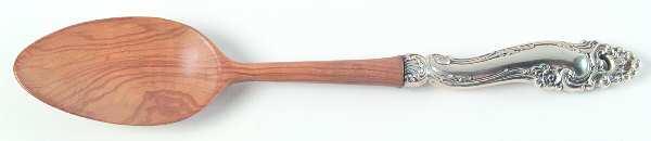 Decor (Sterling, 1953, No Monograms) Salad Serving Spoon with Wooden Bowl