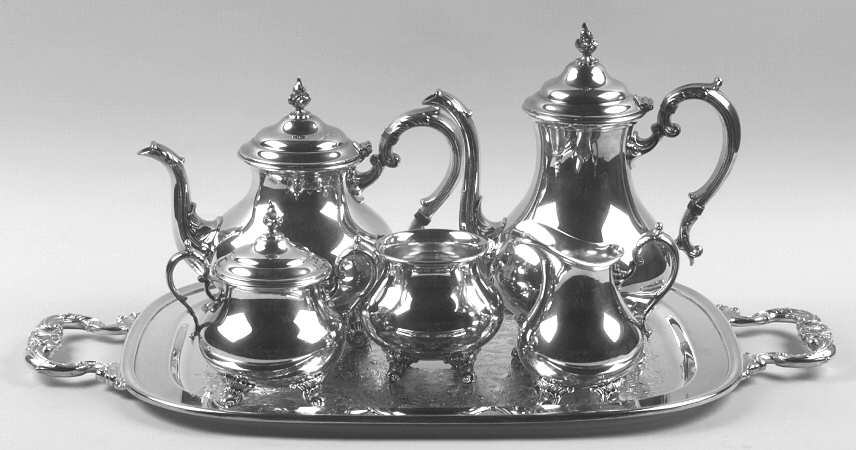 Duchess (Silverplate, Hollowware) 6-Piece Plated Tea Set (Waste & Tray)