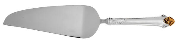 Edgemont Gold (Sterling, Gold Accent, 1987) Pie and Cake Server with Stainless Blade