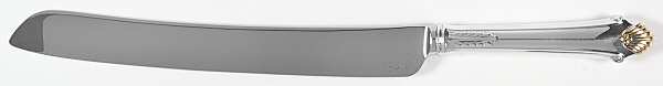 Edgemont Gold (Sterling, Gold Accent, 1987) Wedding Cake Knife with Stainless Blade
