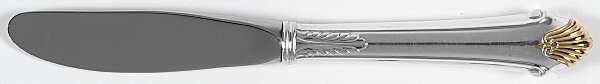 Edgemont Gold (Sterling, Gold Accent, 1987) Modern Hollow Butter Spreader (Stainless)