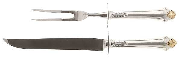 Edgemont Gold (Sterling, Gold Accent, 1987) Small Steak 2-Piece Carving Set w/Stainless Blade
