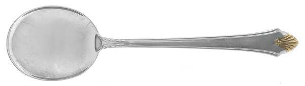 Edgemont Gold (Sterling, Gold Accent, 1987) Round Bowl Soup Spoon (Cream Soup)