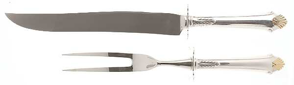 Edgemont Gold (Sterling, Gold Accent, 1987) Large 2-Piece Roast Carving Set w/ Stainless Blade