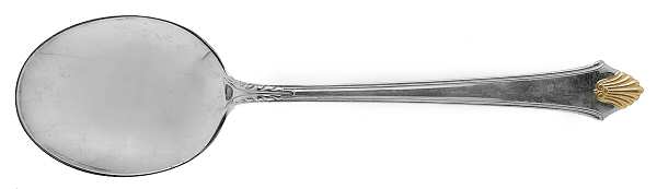 Edgemont Gold (Sterling, Gold Accent, 1987) Round Bowl Soup Spoon (Gumbo)