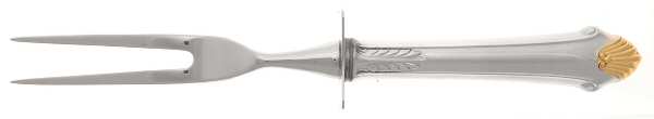 Edgemont Gold (Sterling, Gold Accent, 1987) Small Steak Carving Fork with Stainless Prongs