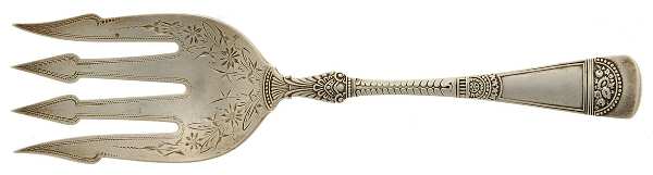 Empress (Sterling, 1880) Small Fish Serving Knife, Bright Cut Solid Piece