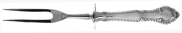 English Gadroon (Sterling, 1939, No Monos) Small Carving Fork W/Sterling Guard