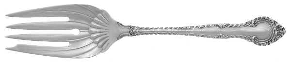 English Gadroon (Sterling, 1939, No Monos) Medium Solid Cold Meat Serving Fork