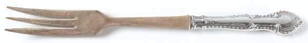 English Gadroon (Sterling, 1939, No Monos) Salad Serving Fork with Wooden Prongs