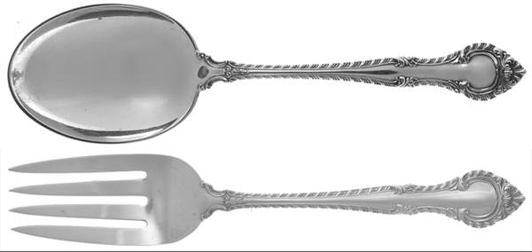 English Gadroon (Sterling, 1939, No Monos) Solid Serving Set
