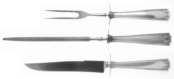Etruscan (Sterling, 1913) Large 3-Piece Roast Carving Set w/ Stainless Blade