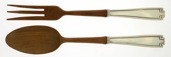 Etruscan (Sterling, 1913) Wooden Bowl 2-Piece Salad Set