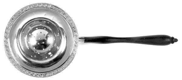 Etruscan (Sterling, 1913) Tea Strainer with Wood Handle, Sterling Bowl
