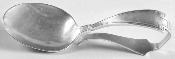 Etruscan (Sterling, 1913) Baby Spoon Curved Handle with Locking Clip