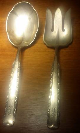 Eventide (Sterling, 1936, No Monograms) (2 Pc) Solid Salad Set
