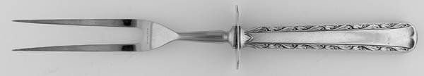 Eventide (Sterling, 1936, No Monograms) Lg Carving/Roast Fork-Stn Prong w/Sterling Guard