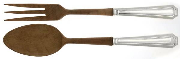 Fairfax (Sterling, 1910, No Monograms) 2 Piece Wooden Bowl Salad Set