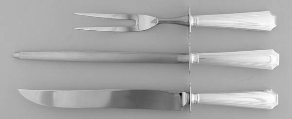 Fairfax (Sterling, 1910, No Monograms) (3 Pc)Carving Set-Lg Stnbl/Roast w/Sterling Guard