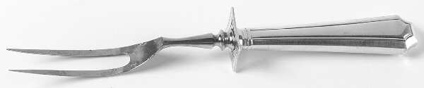 Fairfax (Sterling, 1910, No Monograms) Small Steak Carving Fork, Silverplate Prongs