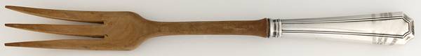 Fairfax (Sterling, 1910, No Monograms) Salad Serving Fork with Wooden Prongs
