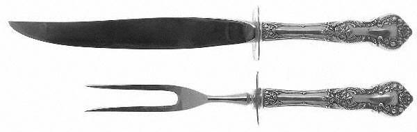 Fleury (Sterling, 1909, No Monograms) 2 Piece Small Carving Set W/ Sterling Guard