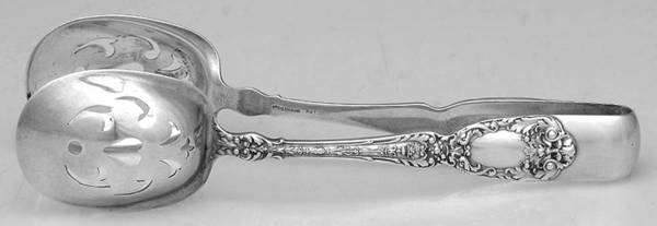 Florentine-Florenz (Sterling, 1901) Large Ice Serving Tongs with Bowl Tips