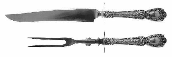 Florentine-Florenz (Sterling, 1901) Large 2-Piece Roast Carving Set w/ Stainless Blade
