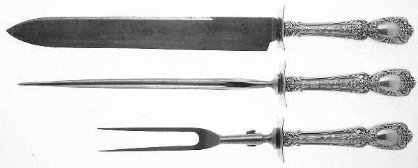 Florentine-Florenz (Sterling, 1901) Large 3-Piece Roast Carving Set w/ Stainless Blade