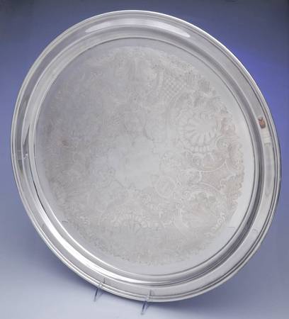 Fluted (Plated, Hollowware, Heritage) Round Tray For Punch Bowl