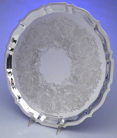 Fluted (Plated, Hollowware, Heritage) Medium Round Silverplate Tray