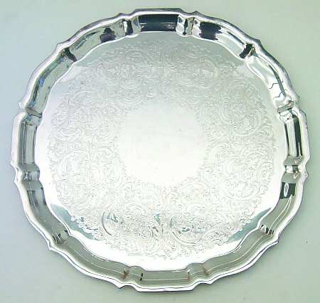 Fluted (Plated, Hollowware, Heritage) Round Silverplate Tray