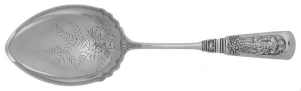 Fontainebleau (Sterling, 1880, No Monograms) Solid Bright Cut Vegetable Serving Spoon