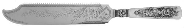 Fontainebleau (Sterling, 1880, No Monograms) Solid Bright Cut Cake Saw