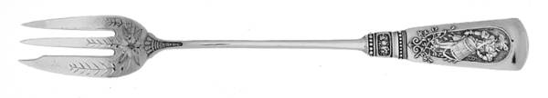 Fontainebleau (Sterling, 1880, No Monograms) Bright Cut Seaford Cocktail Fork