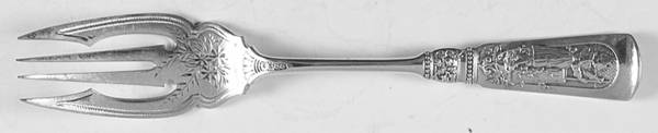 Fontainebleau (Sterling, 1880, No Monograms) Large Individual Bright Cut Solid Fish/Salad Fork