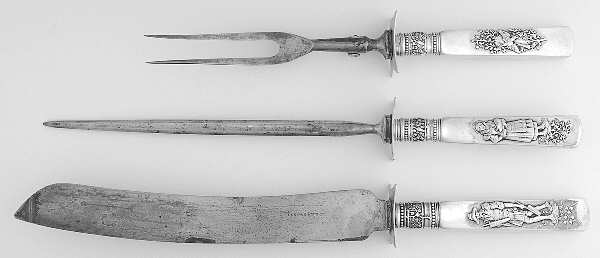 Fontainebleau (Sterling, 1880, No Monograms) (3 Pc)Carving Set-Lg Stnbl/Roast w/Sterling Guard