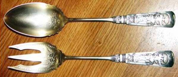 Fontainebleau (Sterling, 1880, No Monograms) 2-Piece Salad Set, Bright Cut Solid Piece