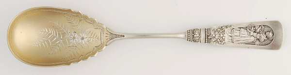 Fontainebleau (Sterling, 1880, No Monograms) Large Bright Cut Jelly Spoon